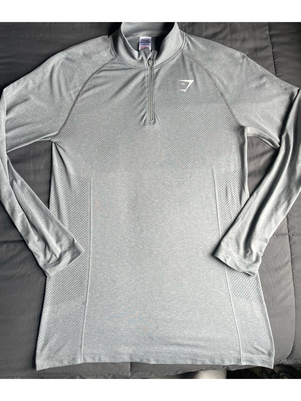 Gymshark Men’s Light Gray Quarter-Zip Performance longlseeve
